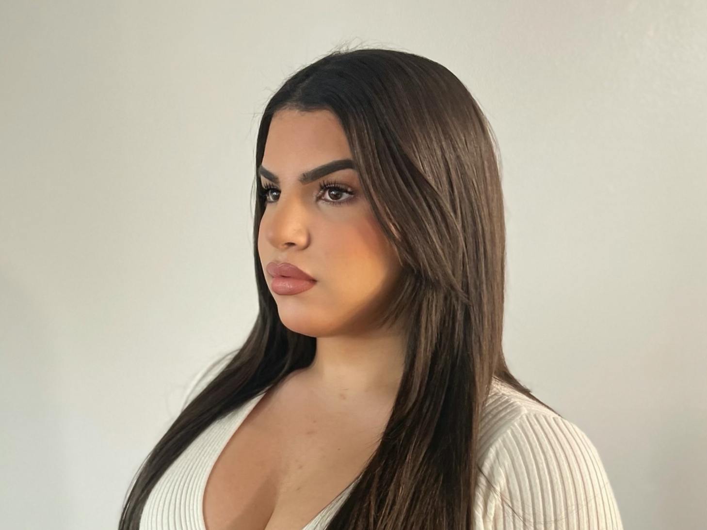 Woman with long brown hair