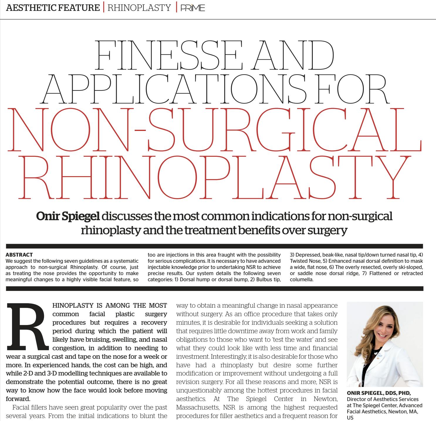 Dr. Onir Spiegel's Aesthetic Feature in Prime Journal