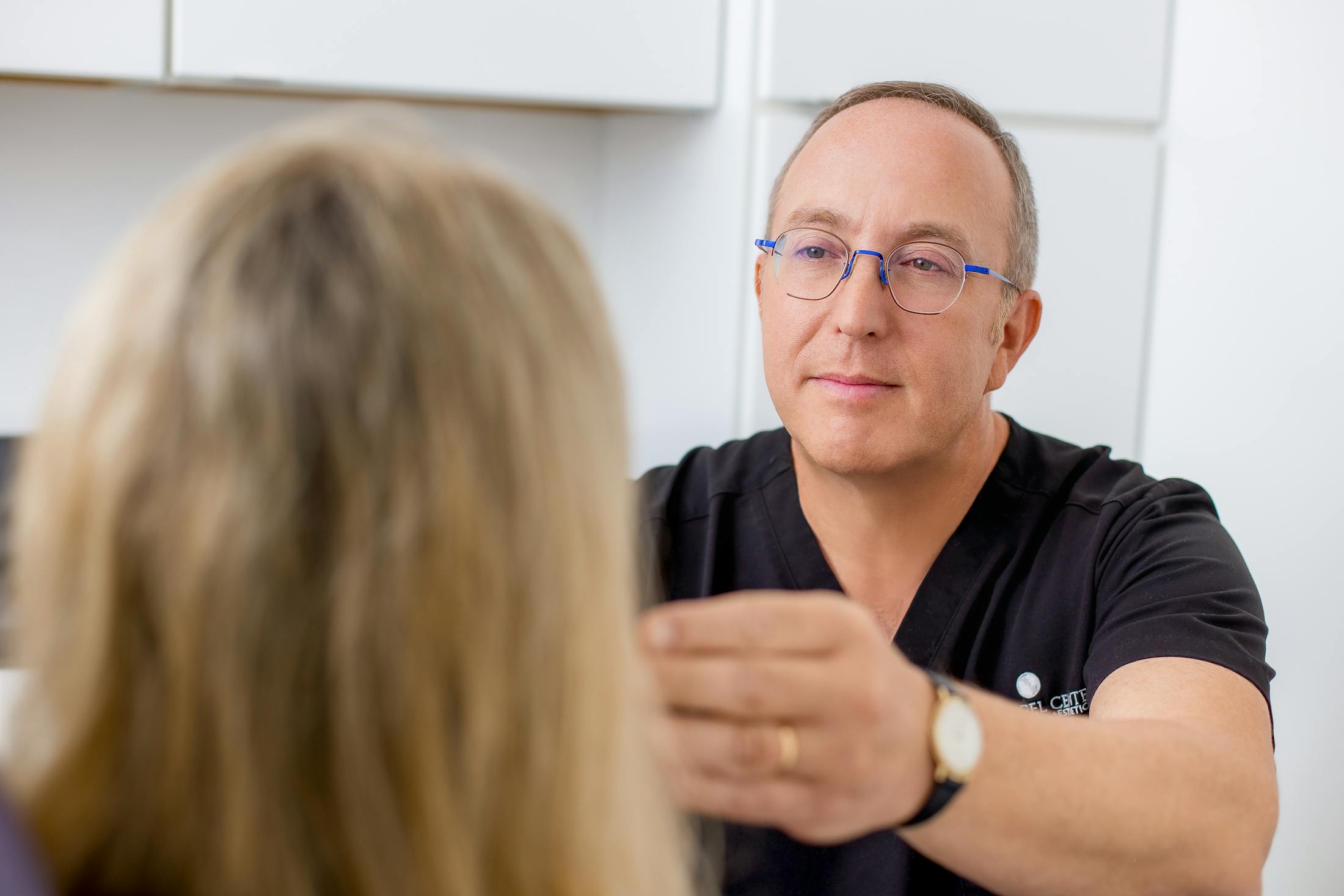 Dr. Spiegel with patient