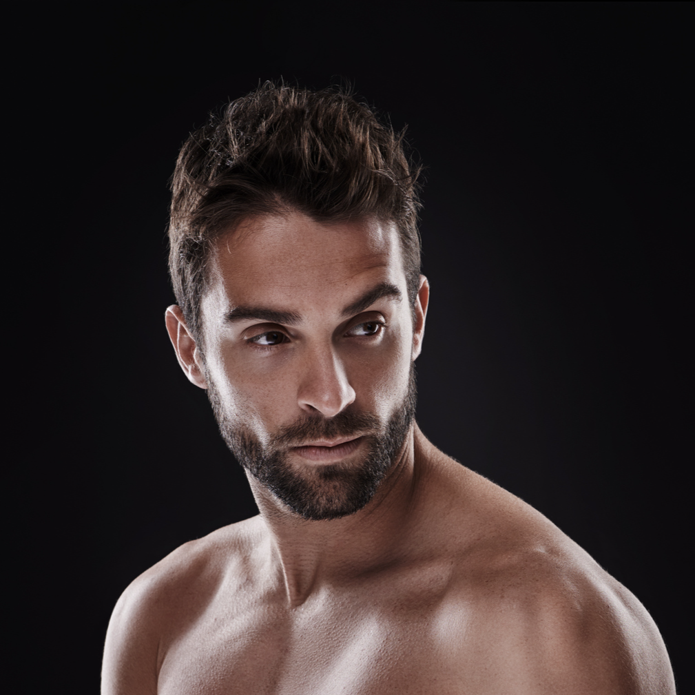 handsome man with shirt off