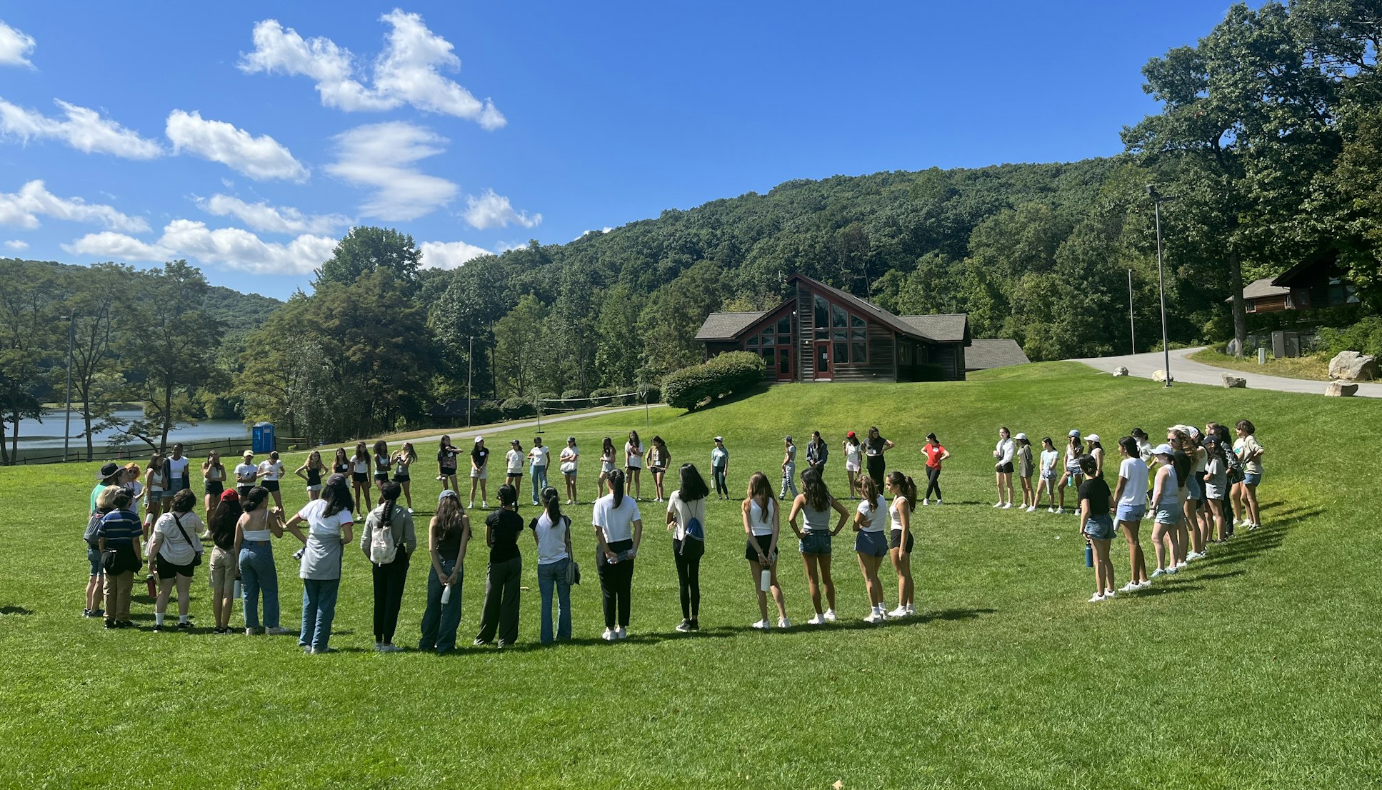 A group of Upper School students on one of the class trips taken before school starts each year