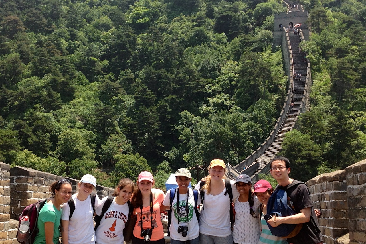 A group of Upper School students and their teacher on the Great Wall of China