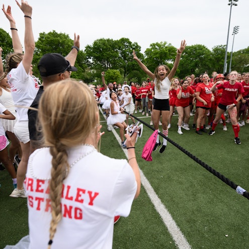 Students competing in Red versus White on Field Day, a tradition at Brearley that dates back more than 100 years.