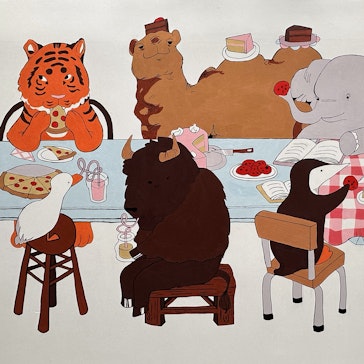 Mural of Brearley's eight class mascots painted by one of our students
