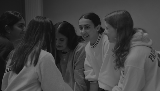 Upper School students at the Club Fair, held at the beginning of the school year, which teaches students about the various clubs at the school