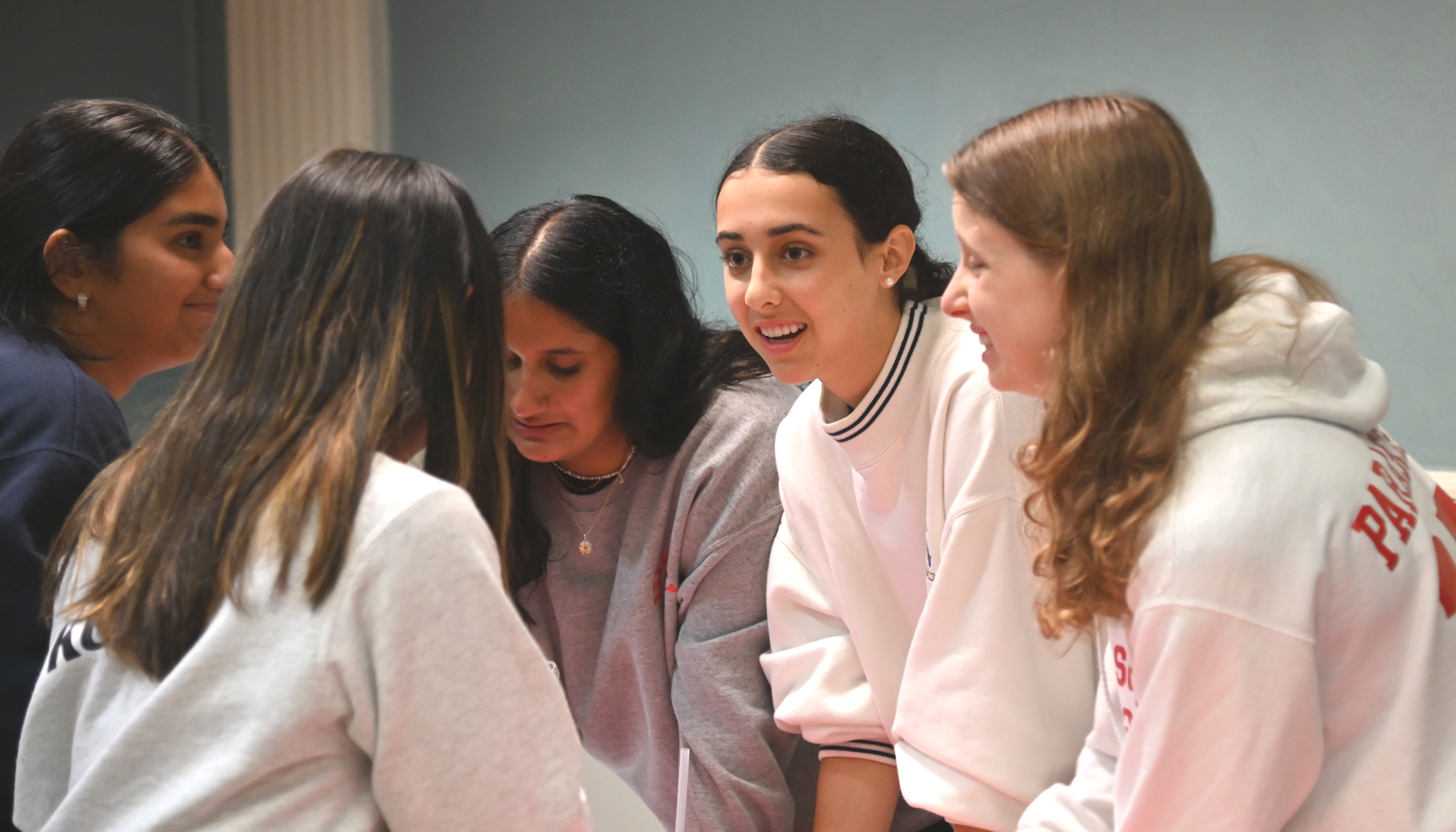 Upper School students at the Club Fair, held at the beginning of the school year, which teaches students about the various clubs at the school