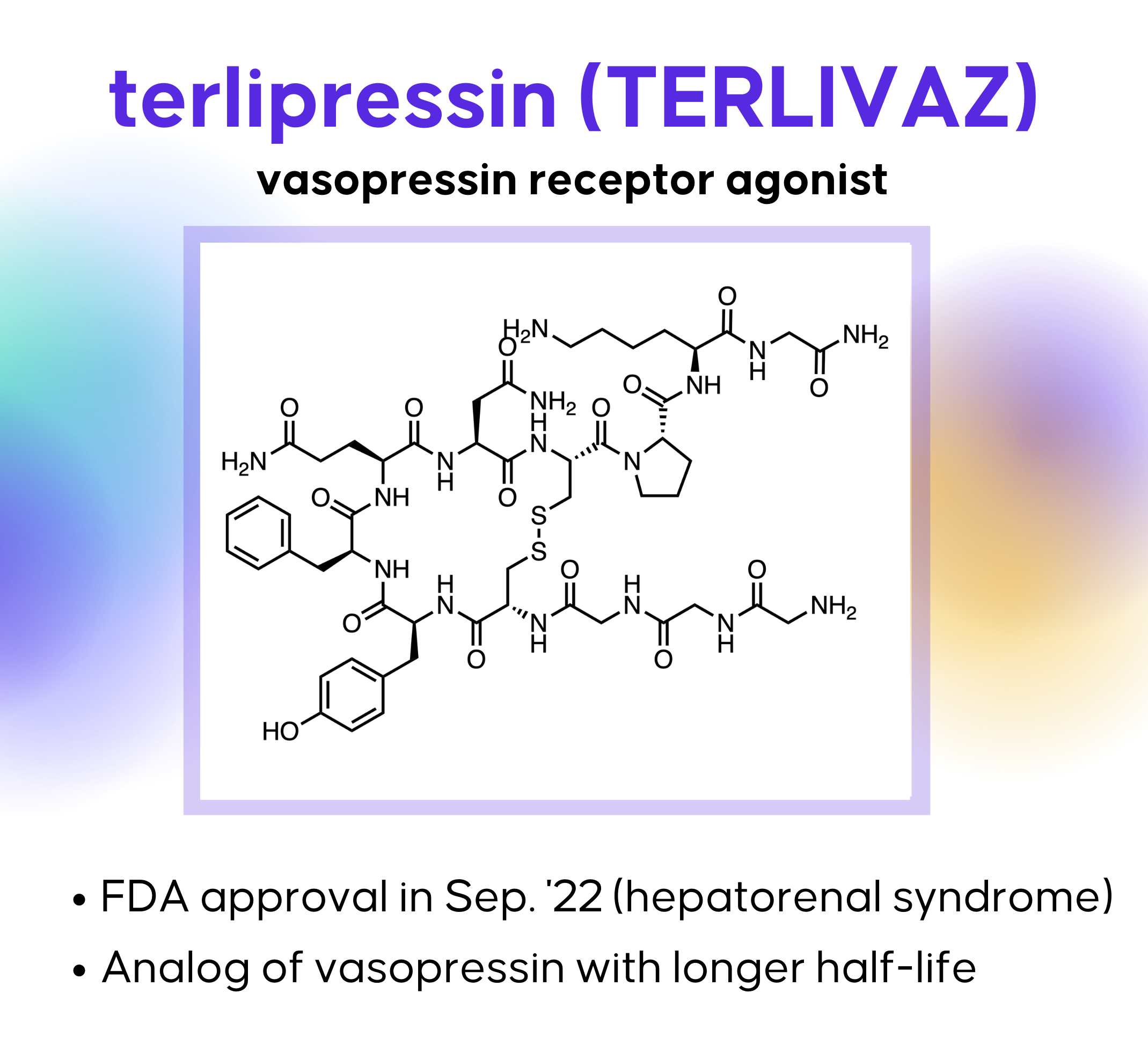 terlipressin chemical structure, terlivaz, vasopressin receptor agonist, FDA approved vasopressin receptor agonist