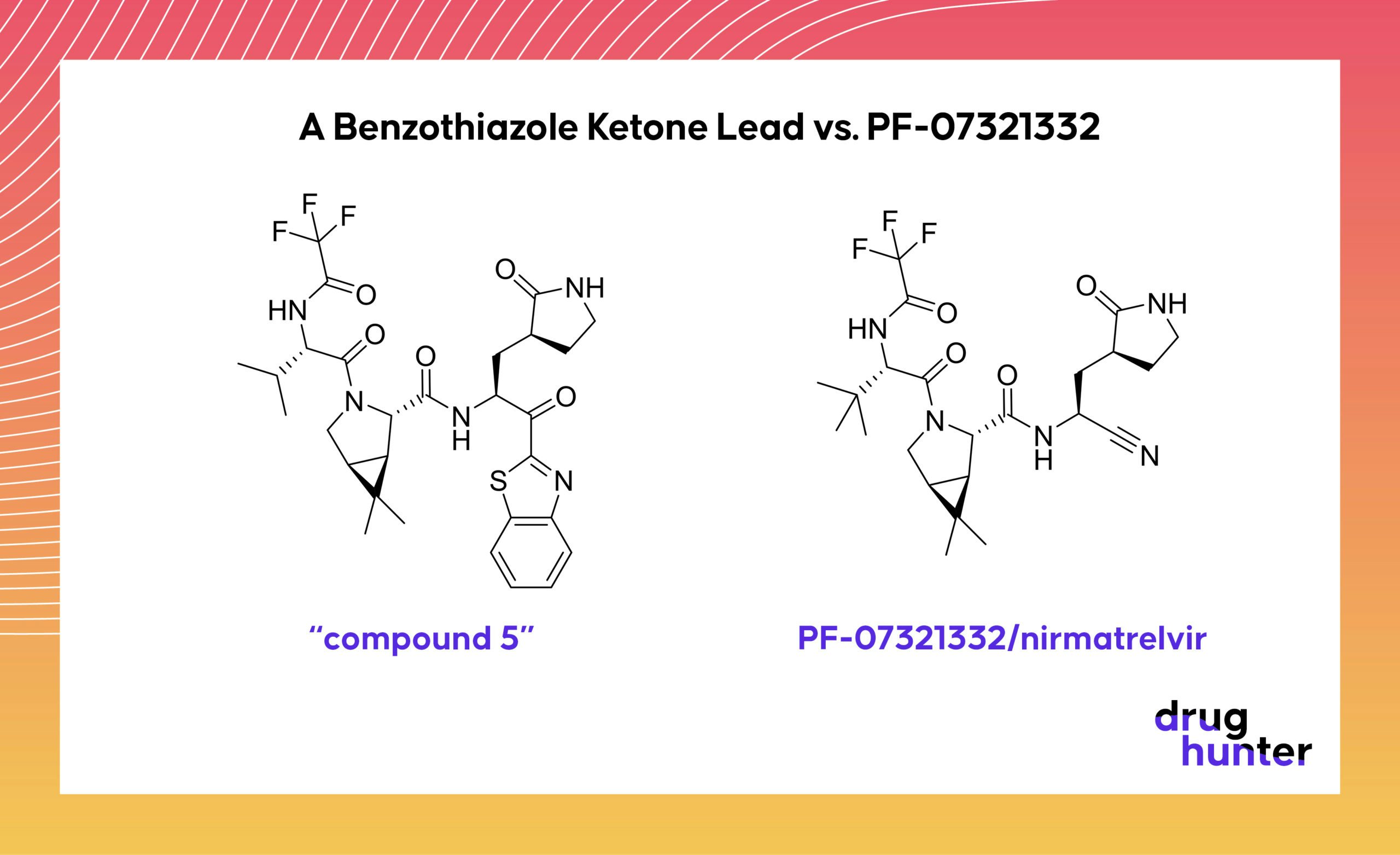 A Benzothiazole Ketone Lead vs. PF-073211332 "compound 5" PF-07321332/nirmatrelvir