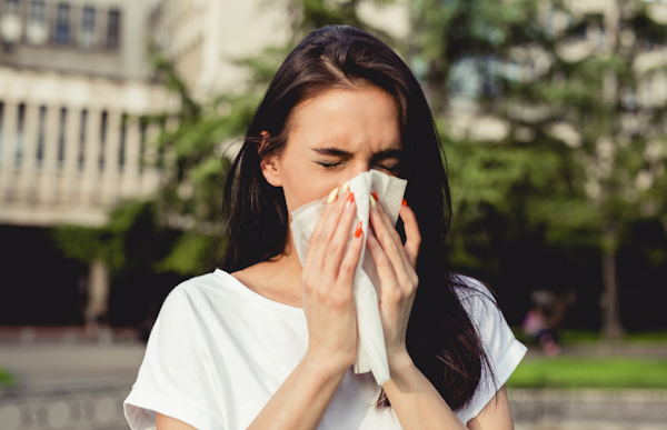 Woman with hay fever