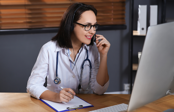 Doctor on phone
