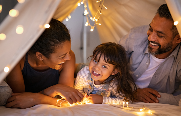 young family smiling