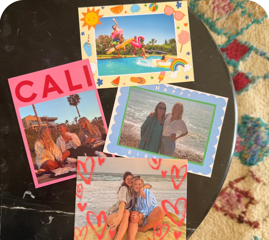 Personalised TouchNote photo cards made from holiday and birthday photos
