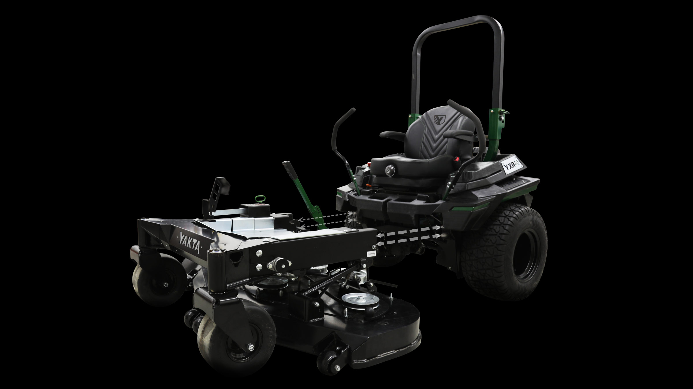 Zero-turn mower Split Frame ready for attachments