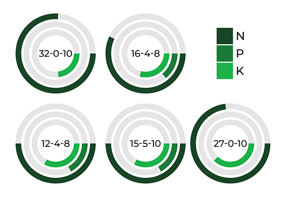 Nutrient amounts in common fertilizers