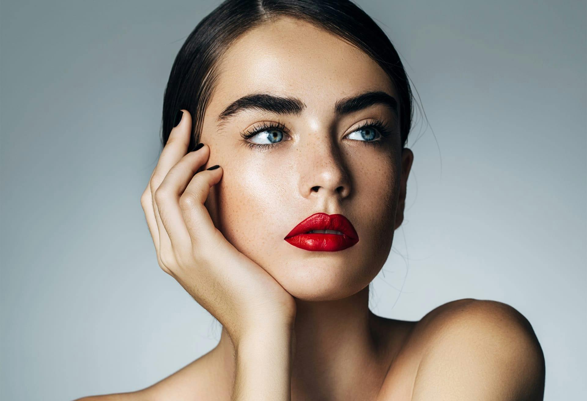 beautiful woman red lipstick