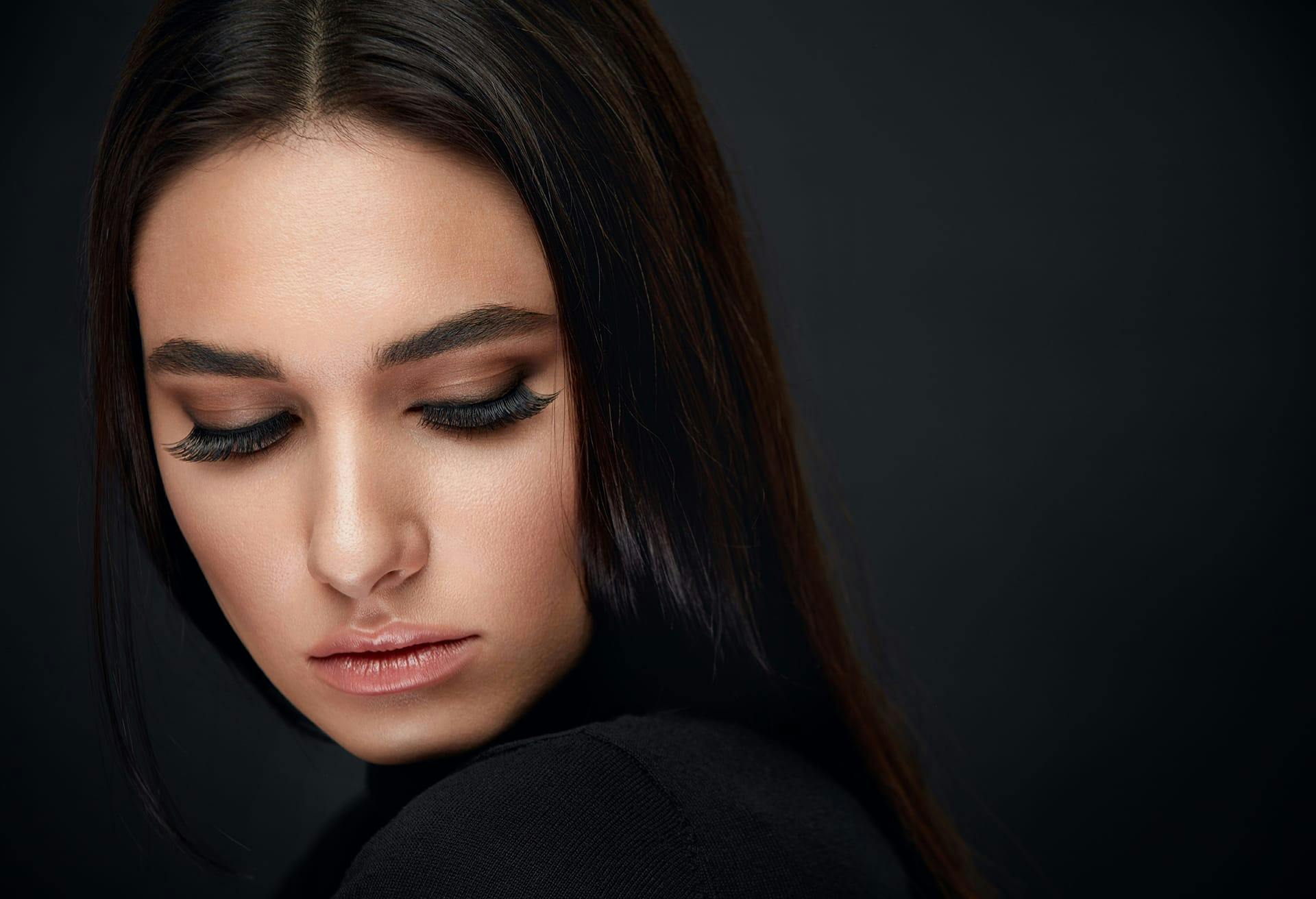Beautiful woman looking down