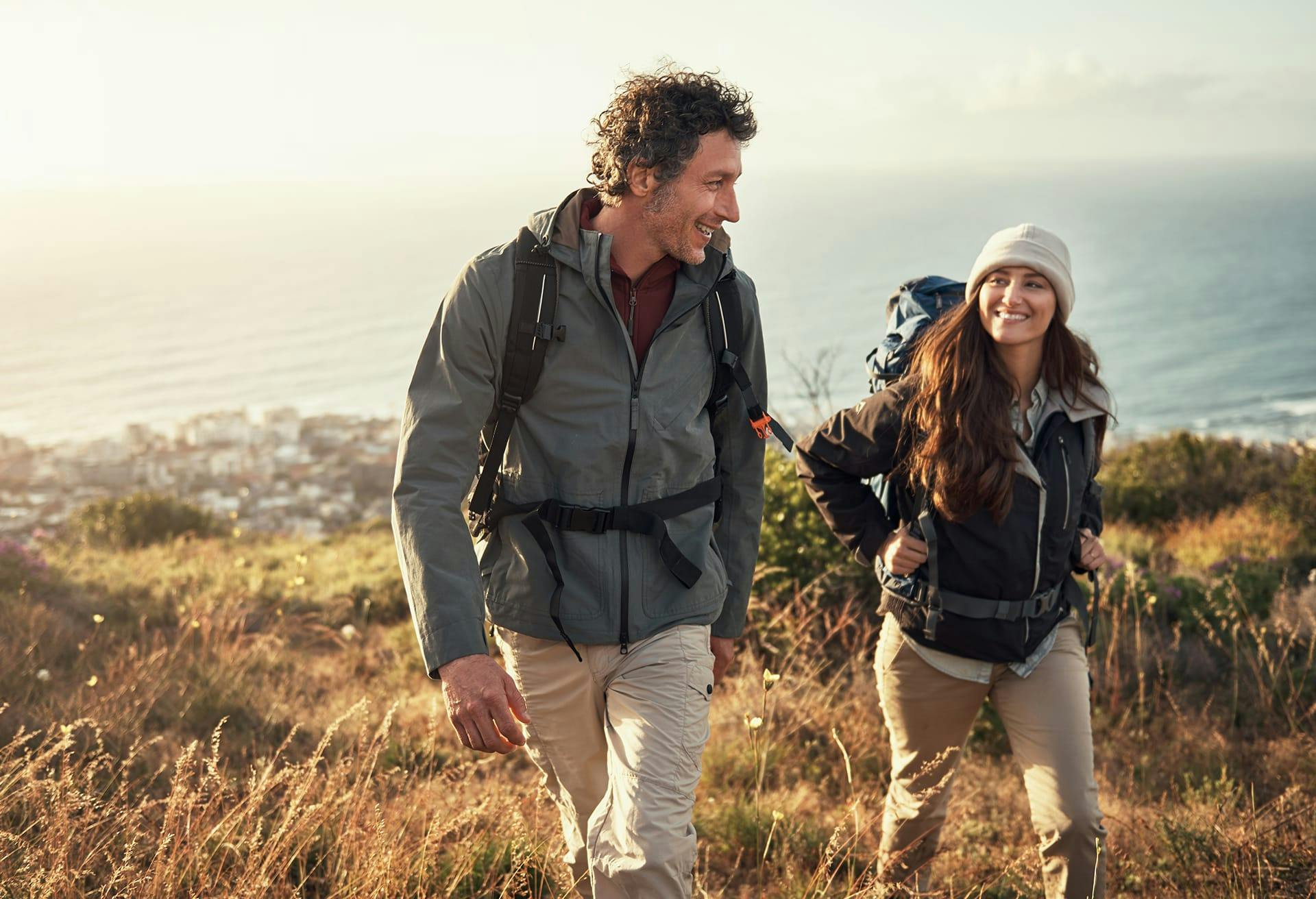Man and woman hiking