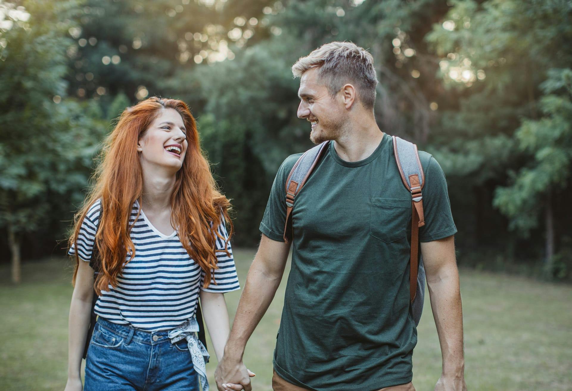 Man and woman walking