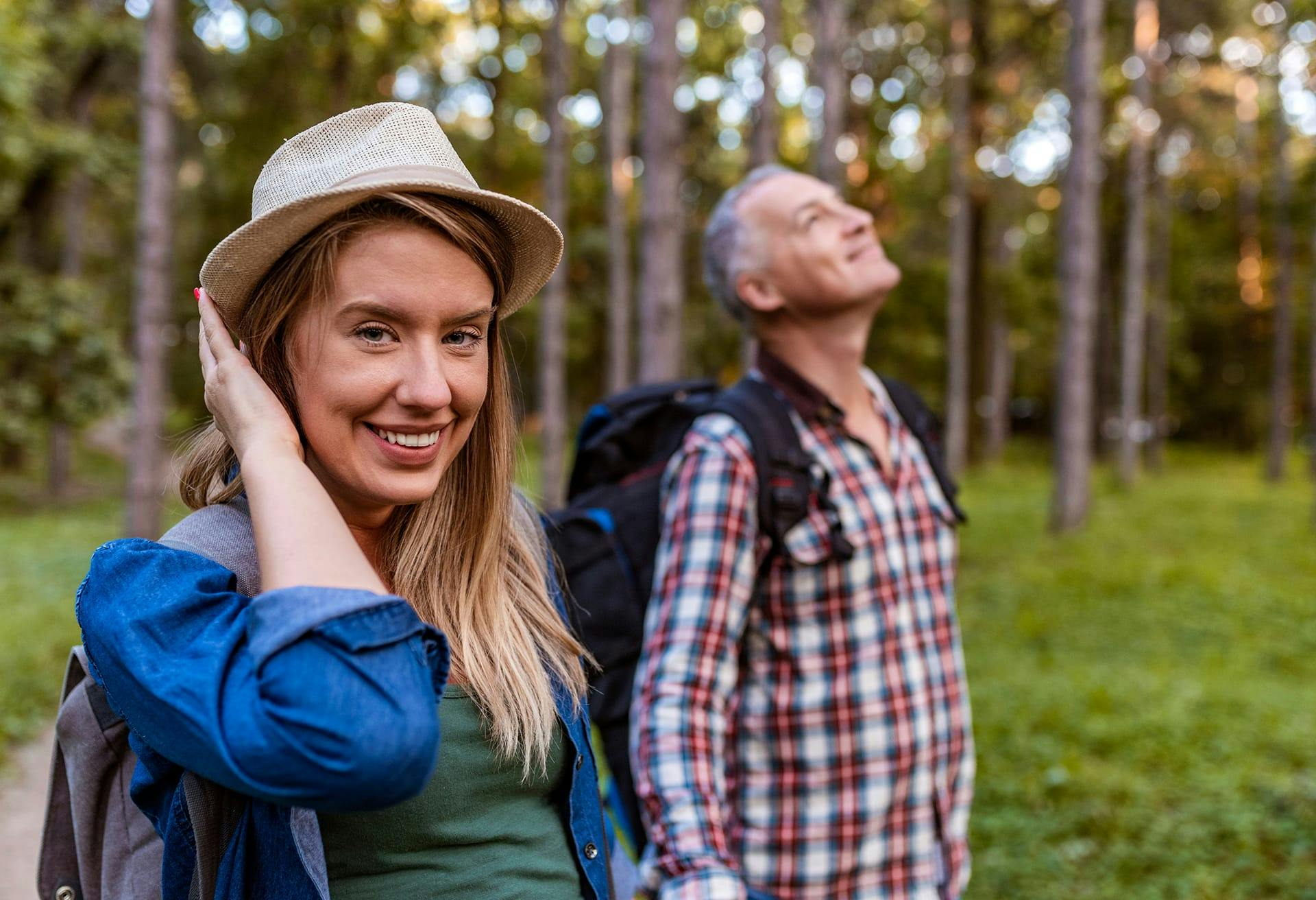 Man and woman hiking
