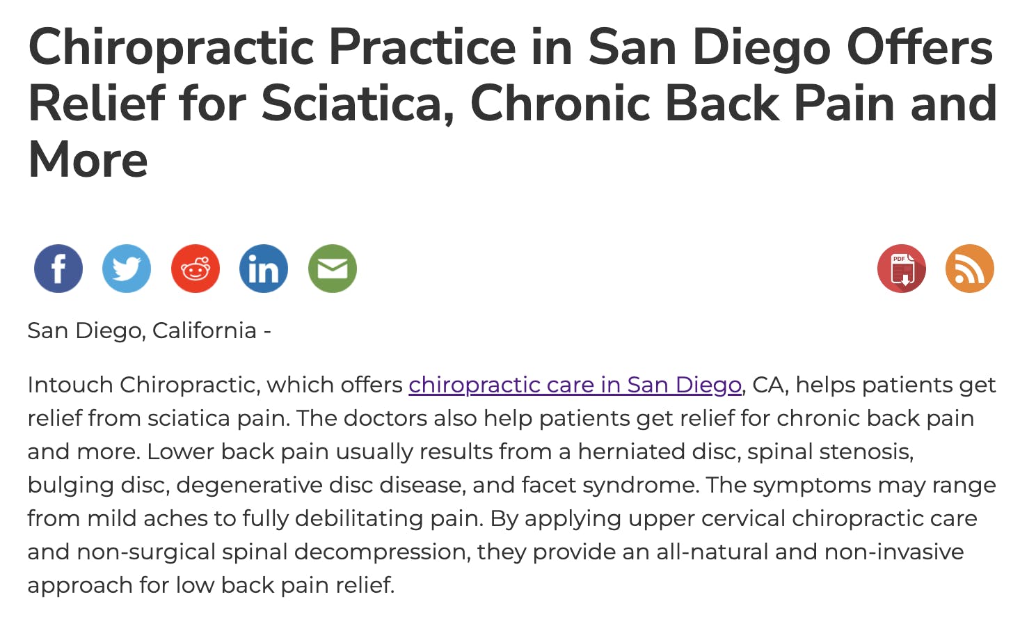 Relief for Sciatica, Chronic Back Pain and More