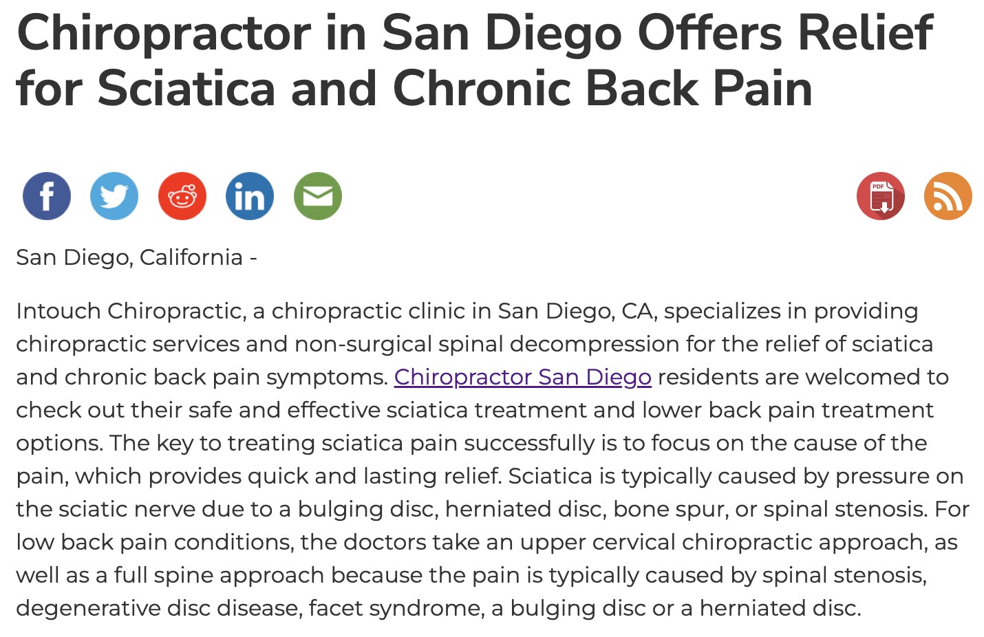 Chronic Back Pain and Sciatica Relief