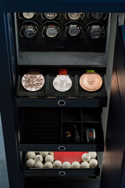 Interior of “The Olympian” Safe with Medals, Watches and Table Tennis Balls — BUBEN&ZORWEG