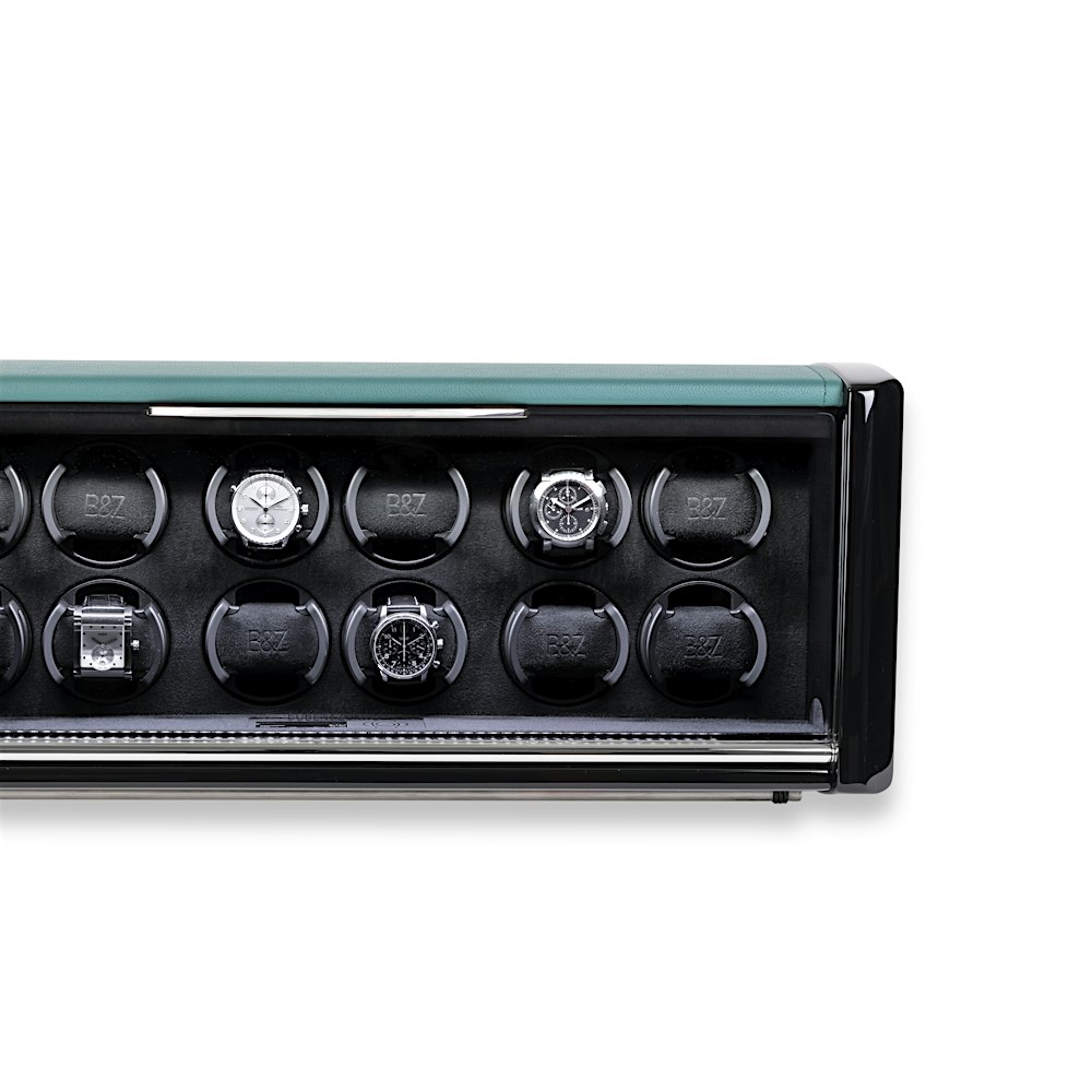 SPIRIT Watch Winder with 12 watch winders and green top edge — BUBEN&ZORWEG