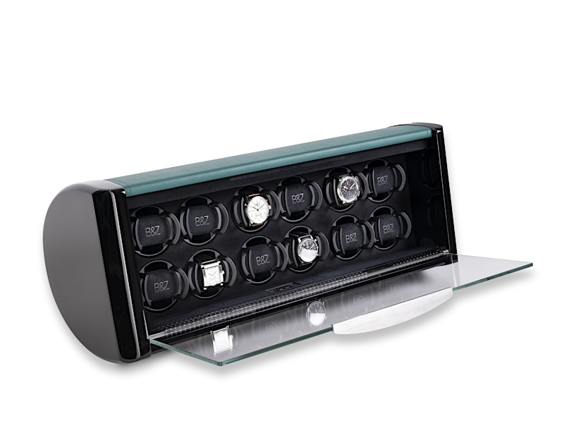 Open SPIRIT Watch Winder with 12 watch winders, green on top — BUBEN&ZORWEG