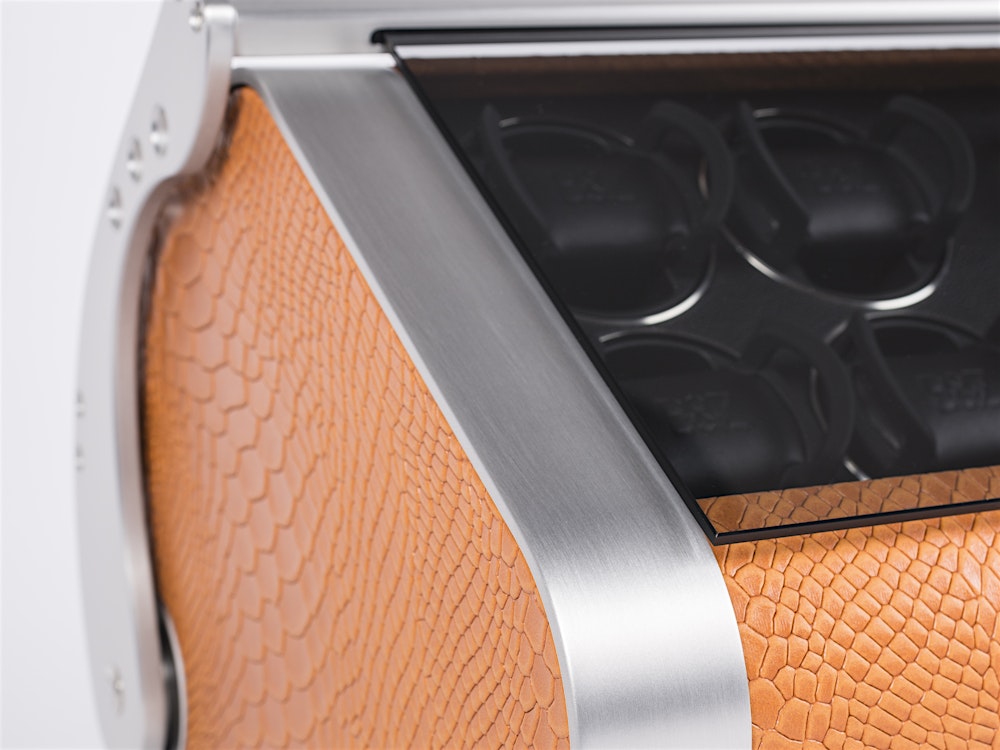 REVOLUTION 12 – side view in python orange with closed glass hood — BUBEN&ZORWEG