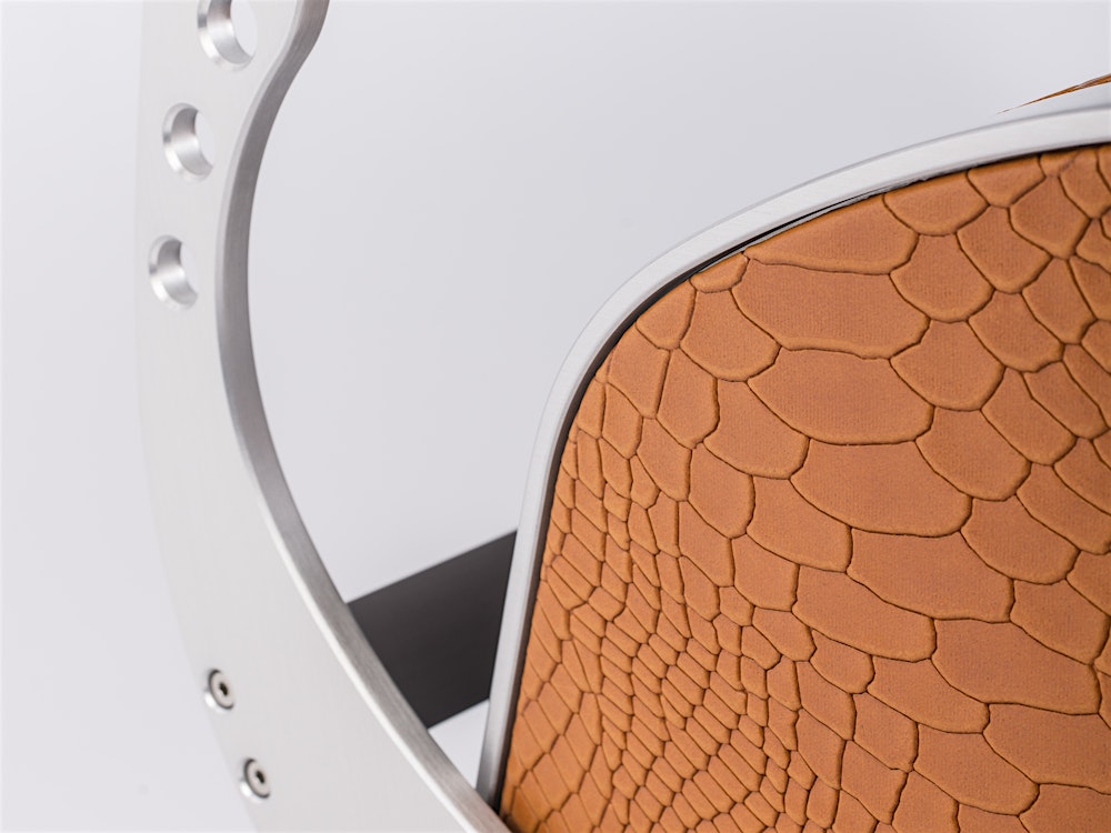 REVOLUTION side arm and leather detail in python orange — BUBEN&ZORWEG