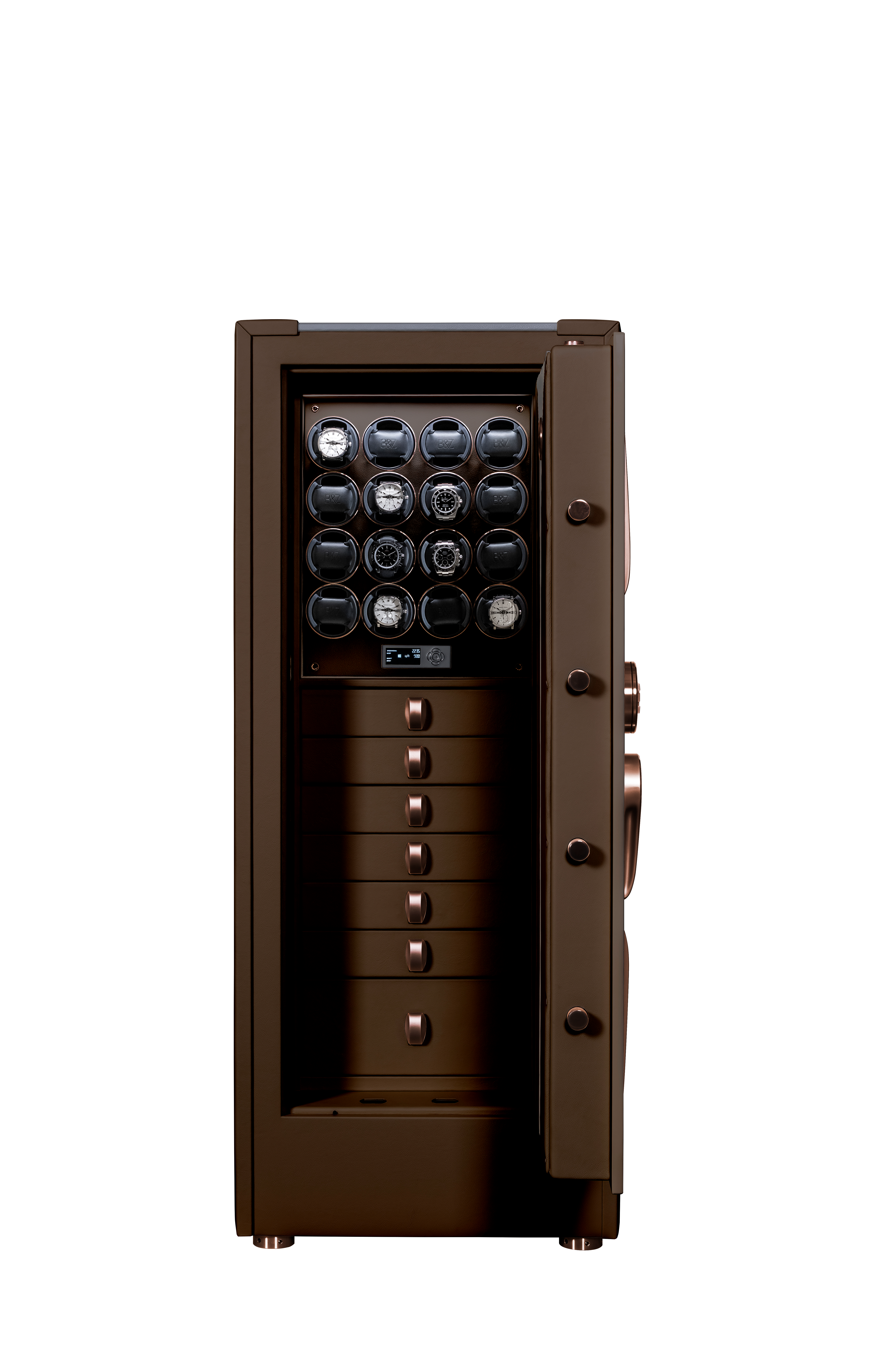 The Hyper Dark High-Security Safe by Buben & Zorweg – a symphony of Mocca Brown elegance and advanced storage solutions, inspired by Bugatti's design legacy. — BUBEN&ZORWEG