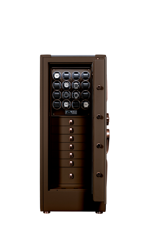 The Hyper Dark High-Security Safe by Buben & Zorweg – a symphony of Mocca Brown elegance and advanced storage solutions, inspired by Bugatti's design legacy. — BUBEN&ZORWEG