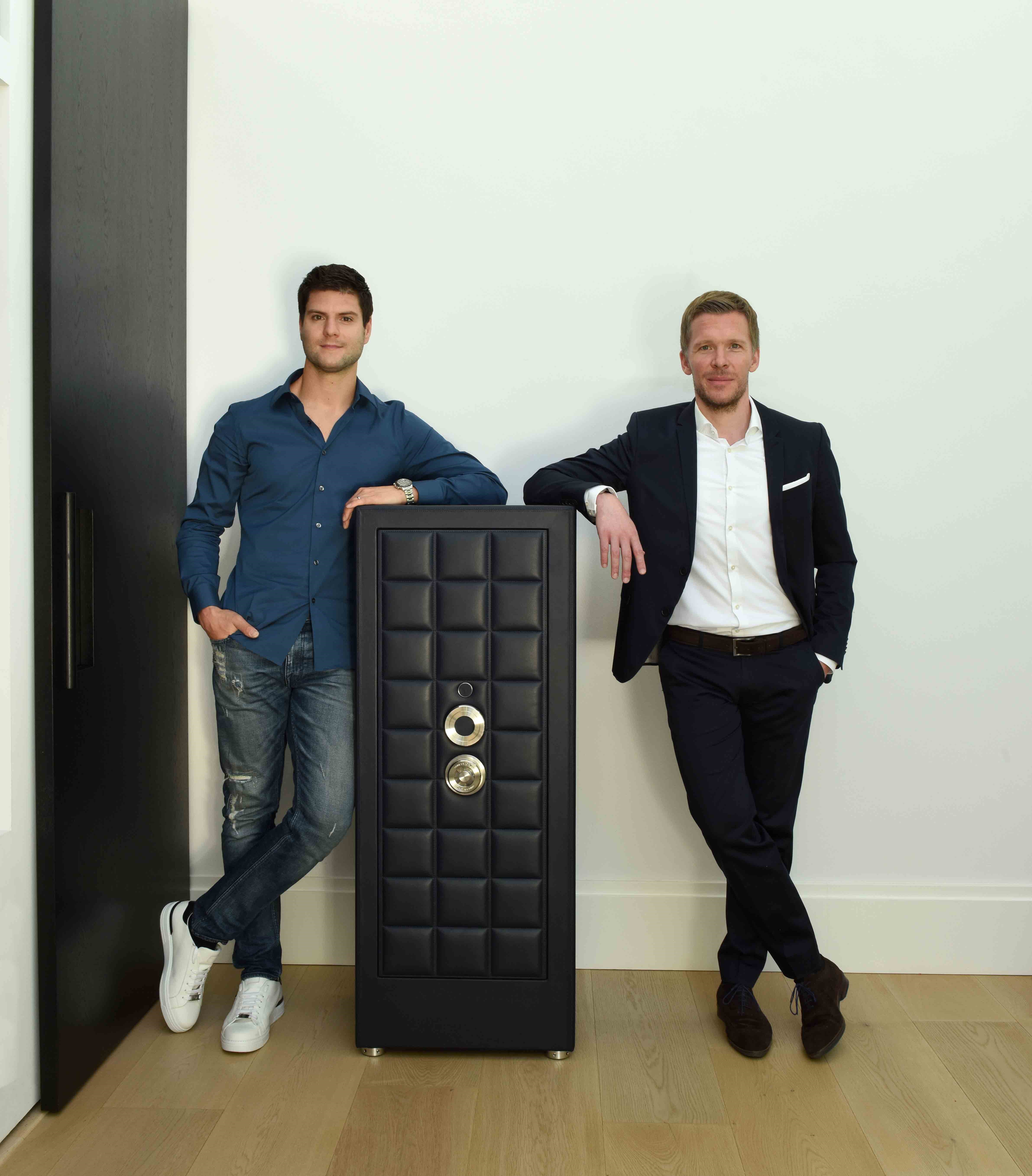 Dima Ovtcharov and Florian vom Bruch with the Closed “The Olympian” Safe — BUBEN&ZORWEG
