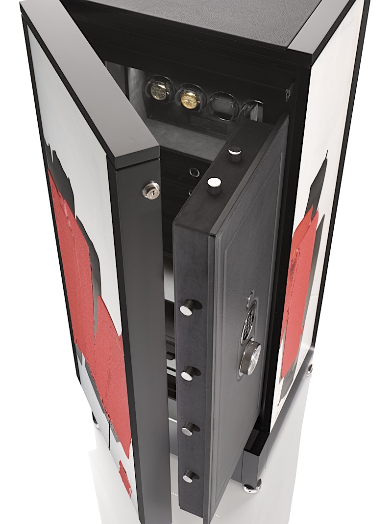 Collector High-Security Safe - Abstract Red Panel, Open View — BUBEN&ZORWEG