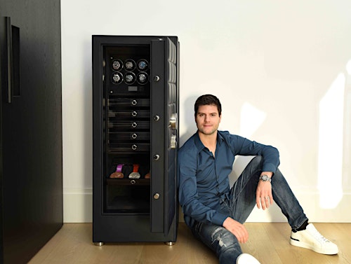 Dima Ovtcharov Next to His Open ORION XL Safe with Custom Medal Drawers — BUBEN&ZORWEG