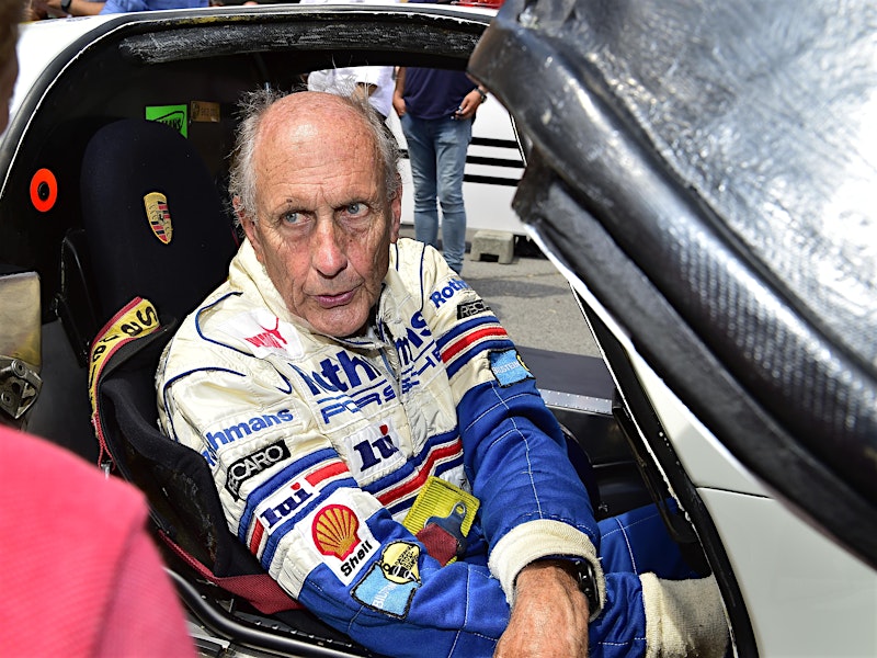 Race car driver sitting in a vintage Porsche at Ennstal-Classic — BUBEN&ZORWEG