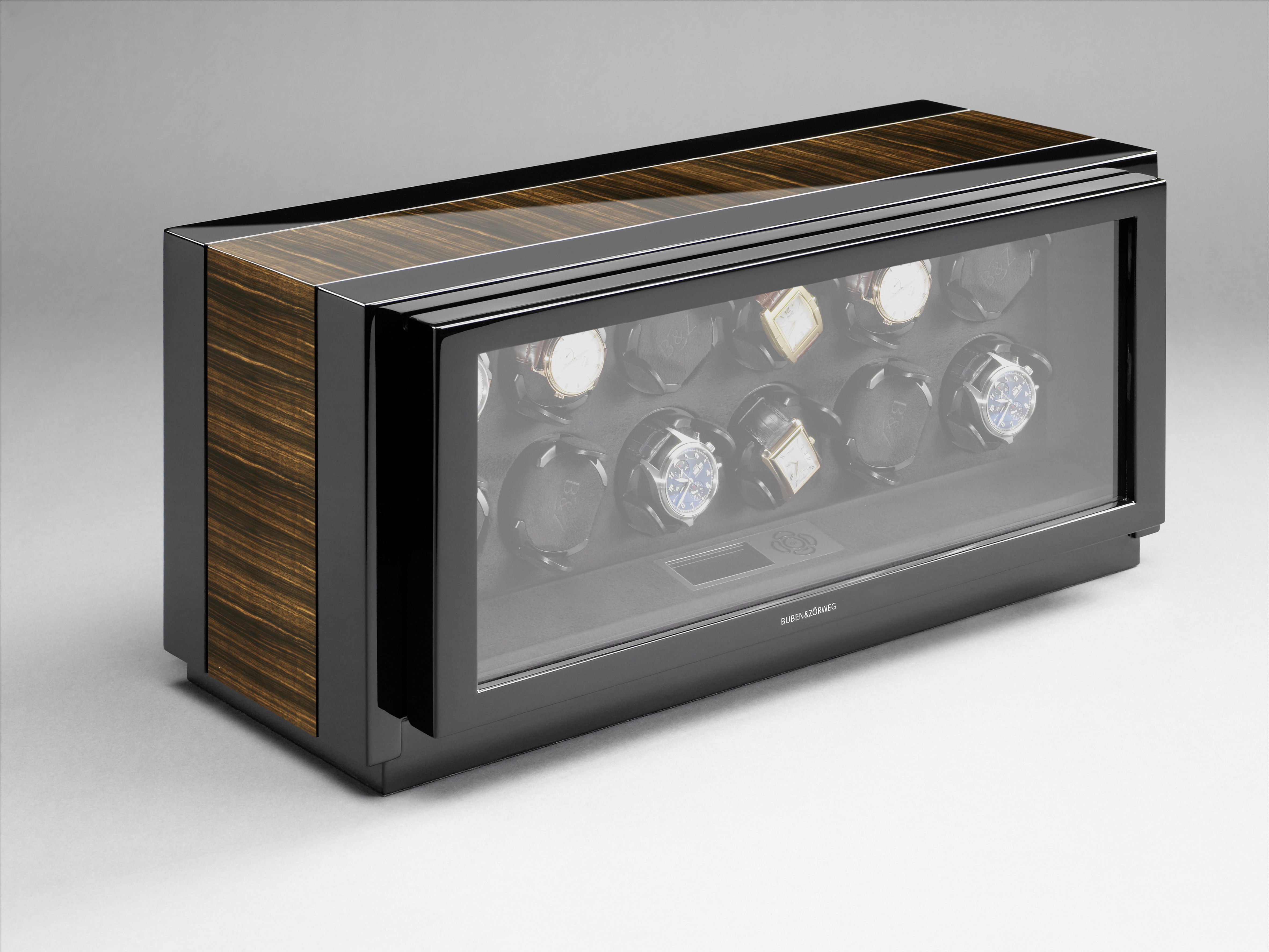 Vantage 12 Macassar closed exposed interior and watches — BUBEN&ZORWEG