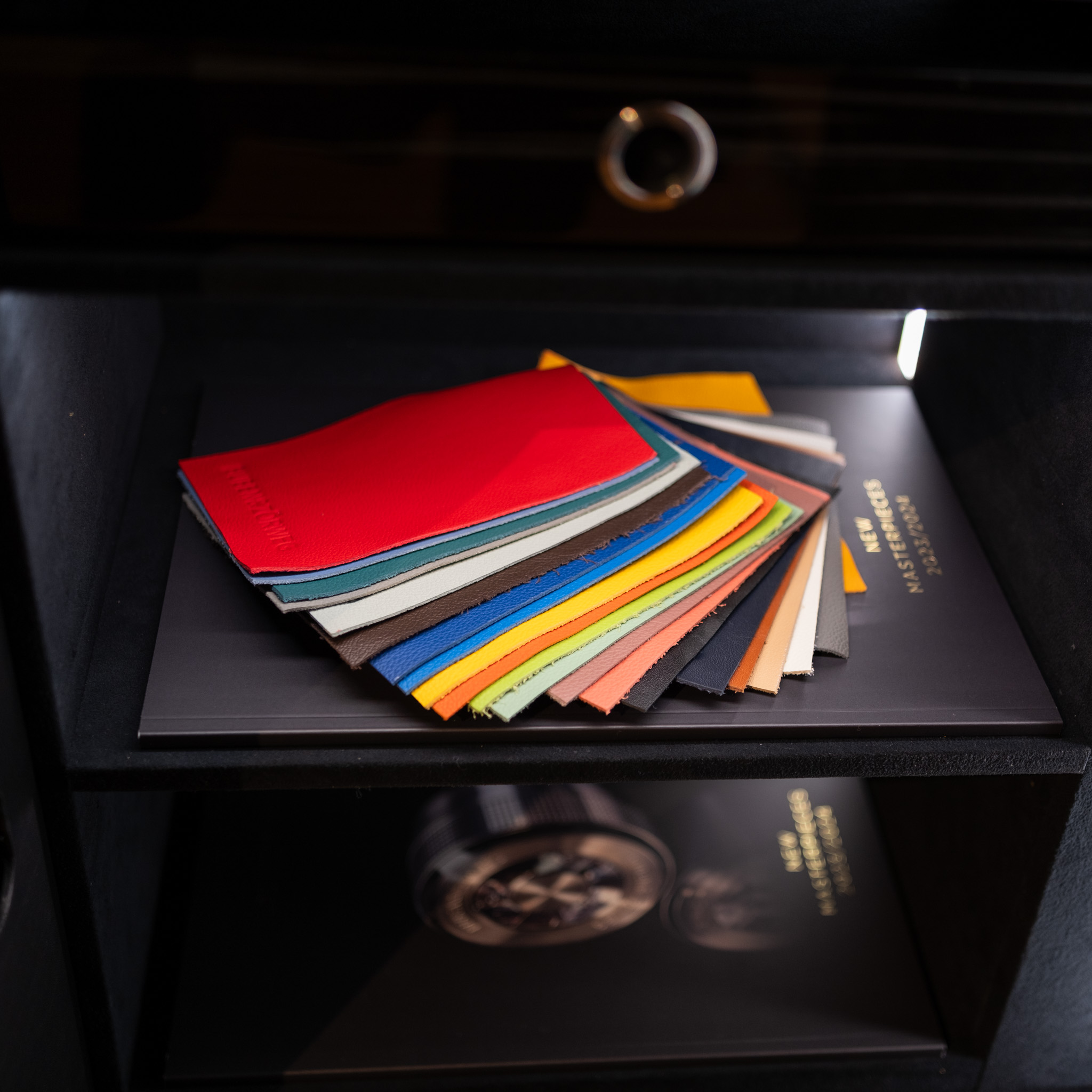 Color swatch samples displayed in a drawer — BUBEN&ZORWEG