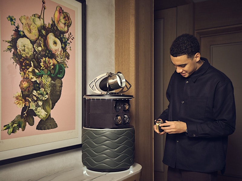 Jamal Musiala at an exclusive photo shoot with BUBEN&ZORWEG watch winders — BUBEN&ZORWEG