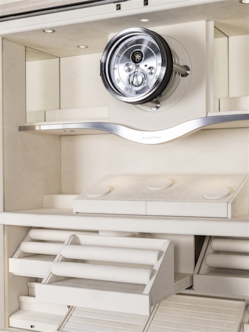High-security safe interior with clock and trays — BUBEN&ZORWEG