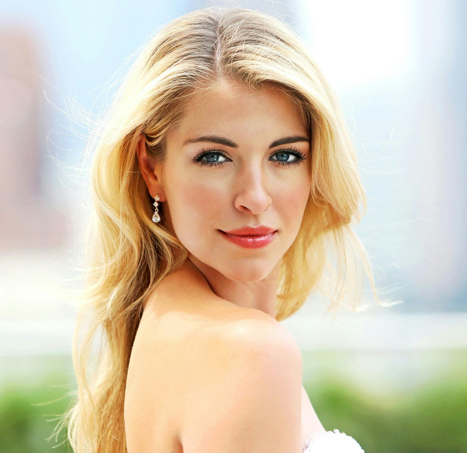 Woman looking over her shoulder