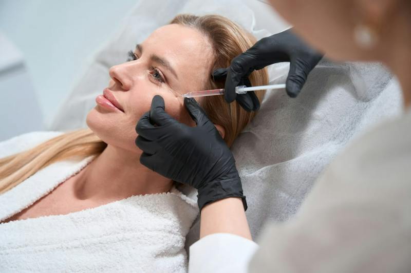 Woman receiving facial injection