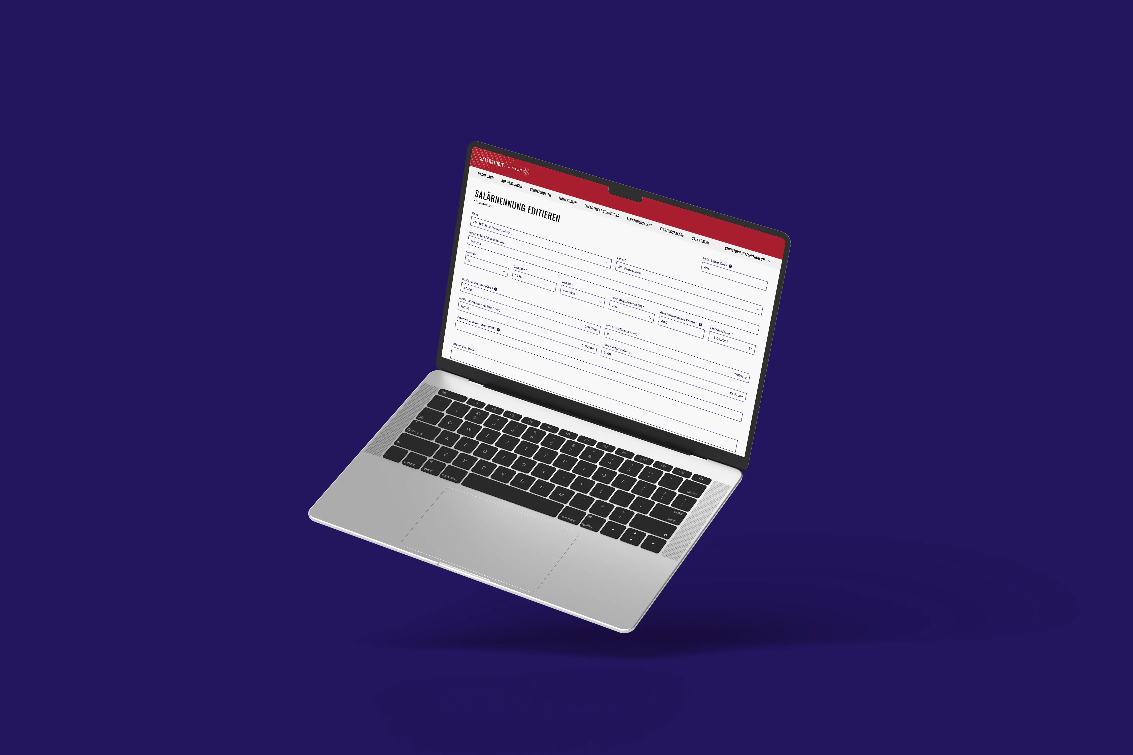 swissICT Salärstudie neu gestaltete Oberfläche