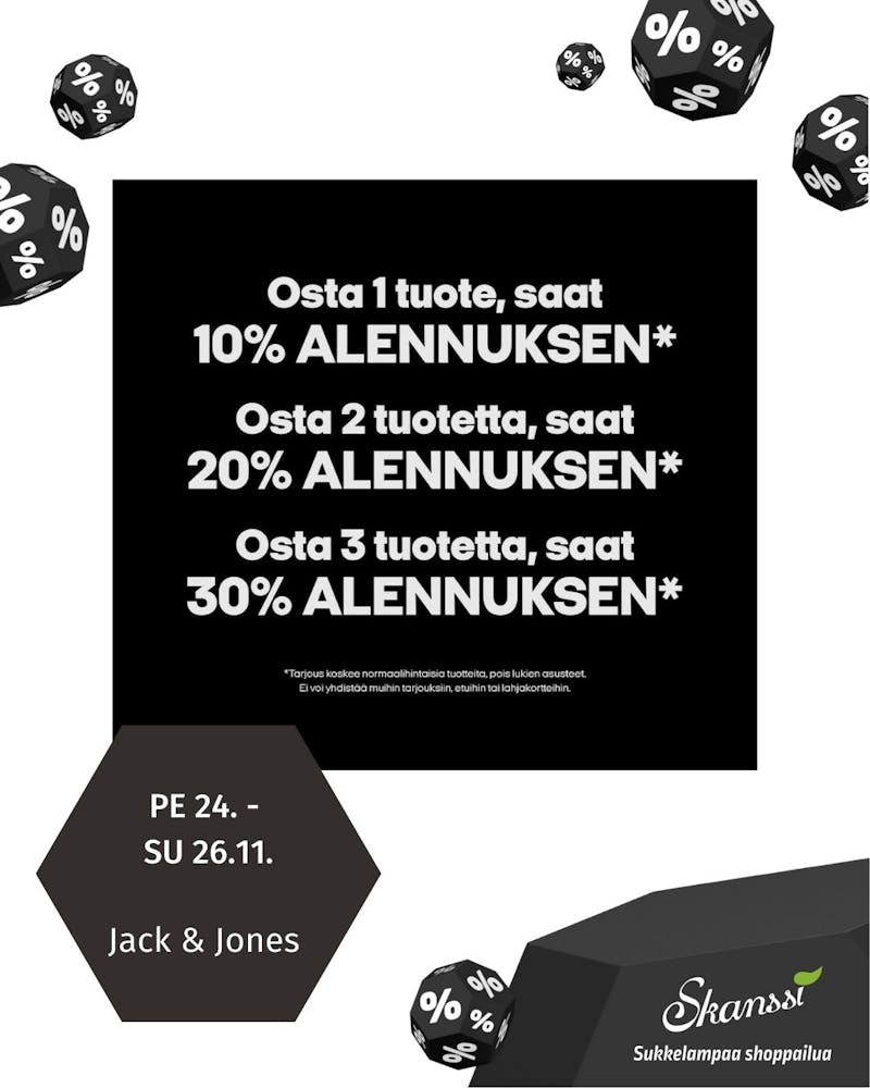 Jack & Jones Osta 1 > -10%, Osta 2 > -20%, Osta 3 > -30%