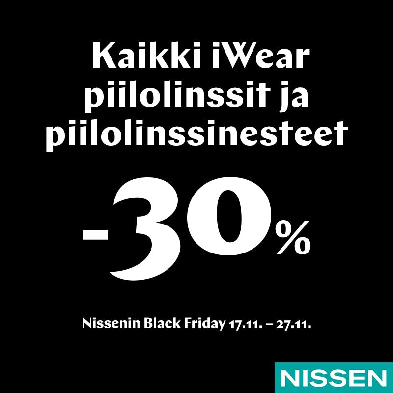 Nissen iWear piilolinssit ja piilolinssinesteet -30 %.