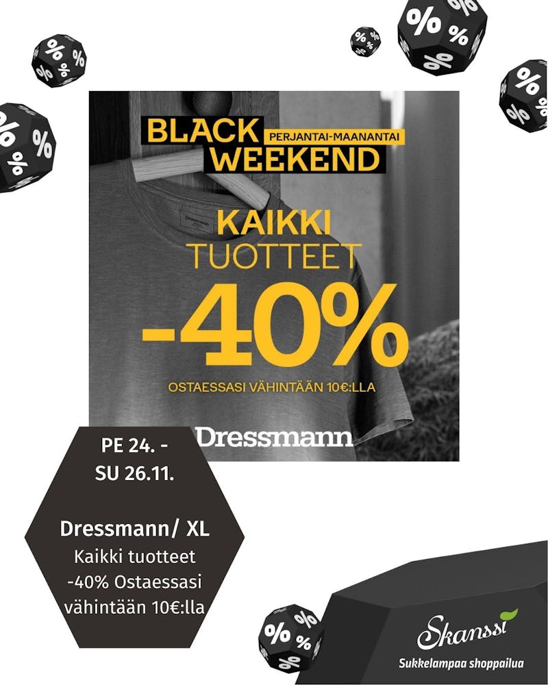 Dressmann / Dressmann XL: Kaikki tuotteet -40%  Ostaessasi vähintään 10€:lla