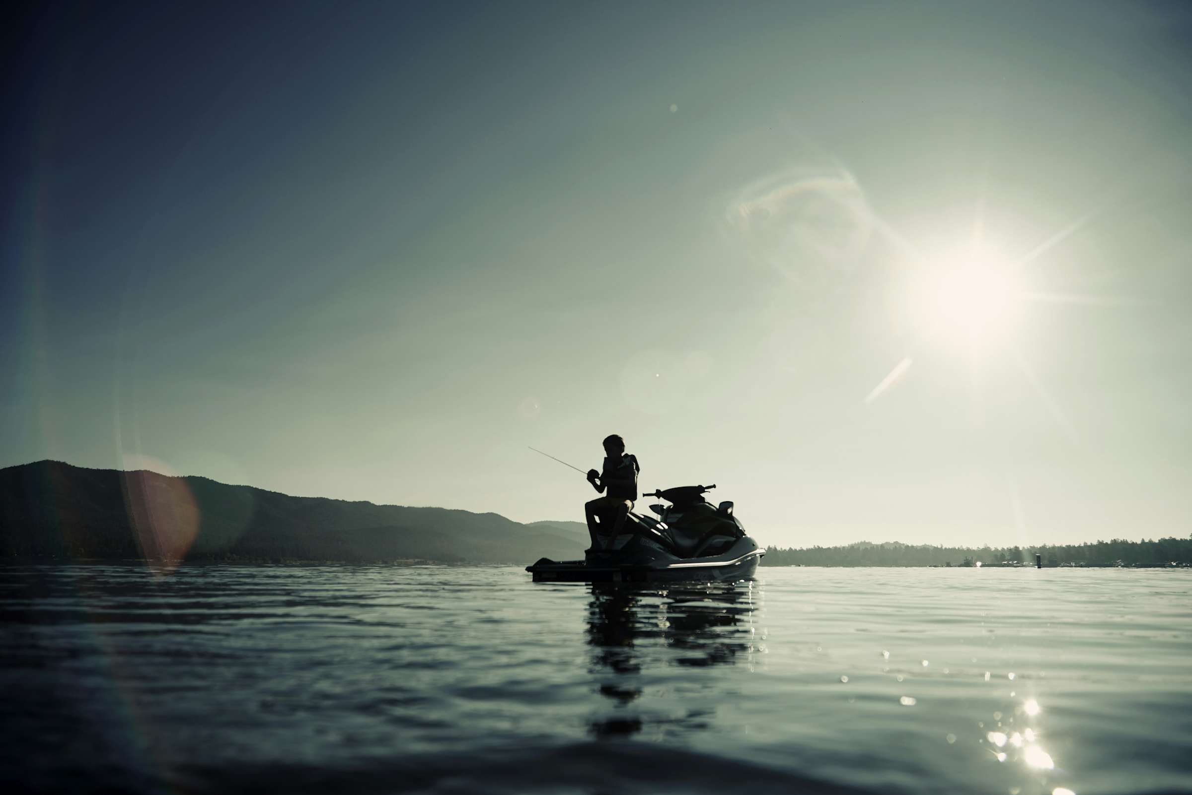 Jetski fishing in the Hauraki Gulf of New Zealand