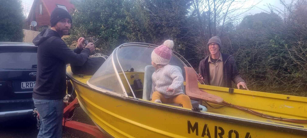 Mariner prize winner Peter with his boat Maroa 3