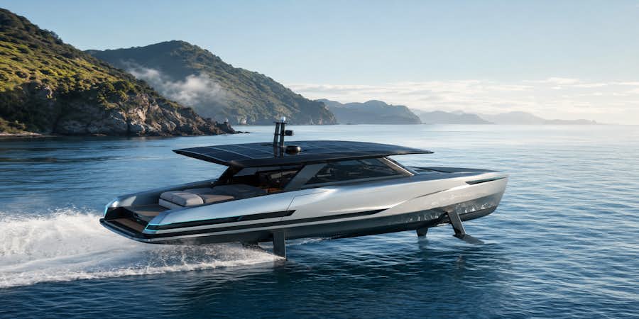 futuristic hydrofoil boat