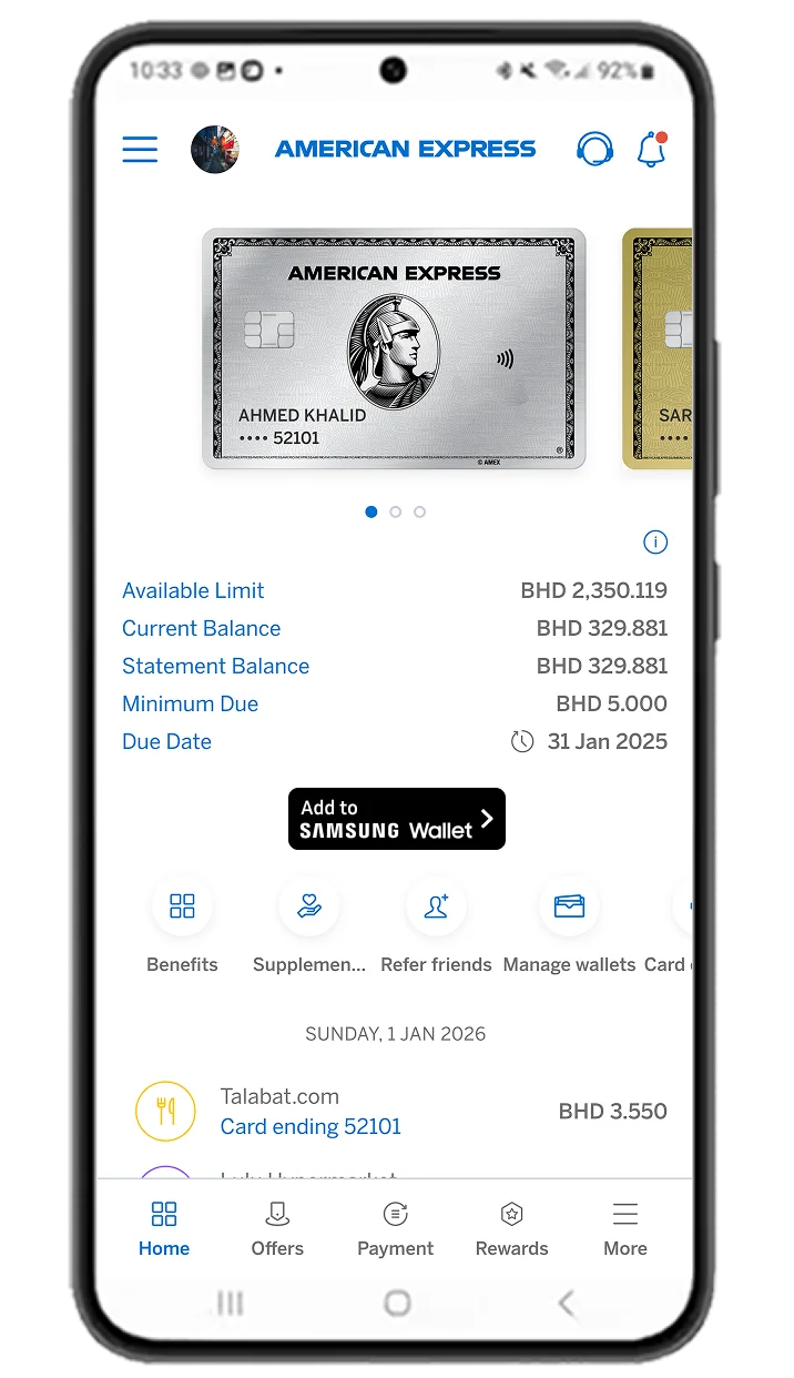 Setting up your American Express Card on Samsung Wallet
